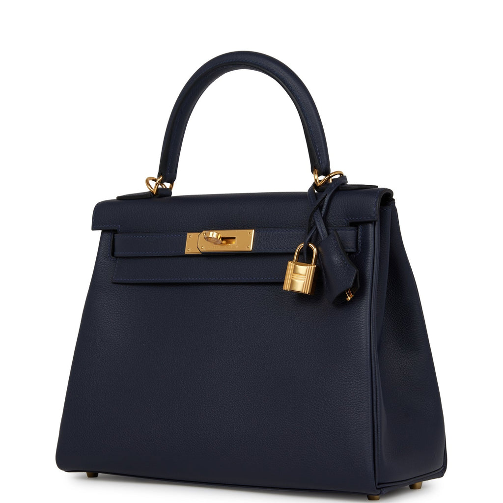A BLEU NUIT EVERCOLOR LEATHER KELLY DANSE II WITH GOLD HARDWARE
