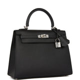 Hermes Kelly Sellier 25 Black Epsom Palladium Hardware