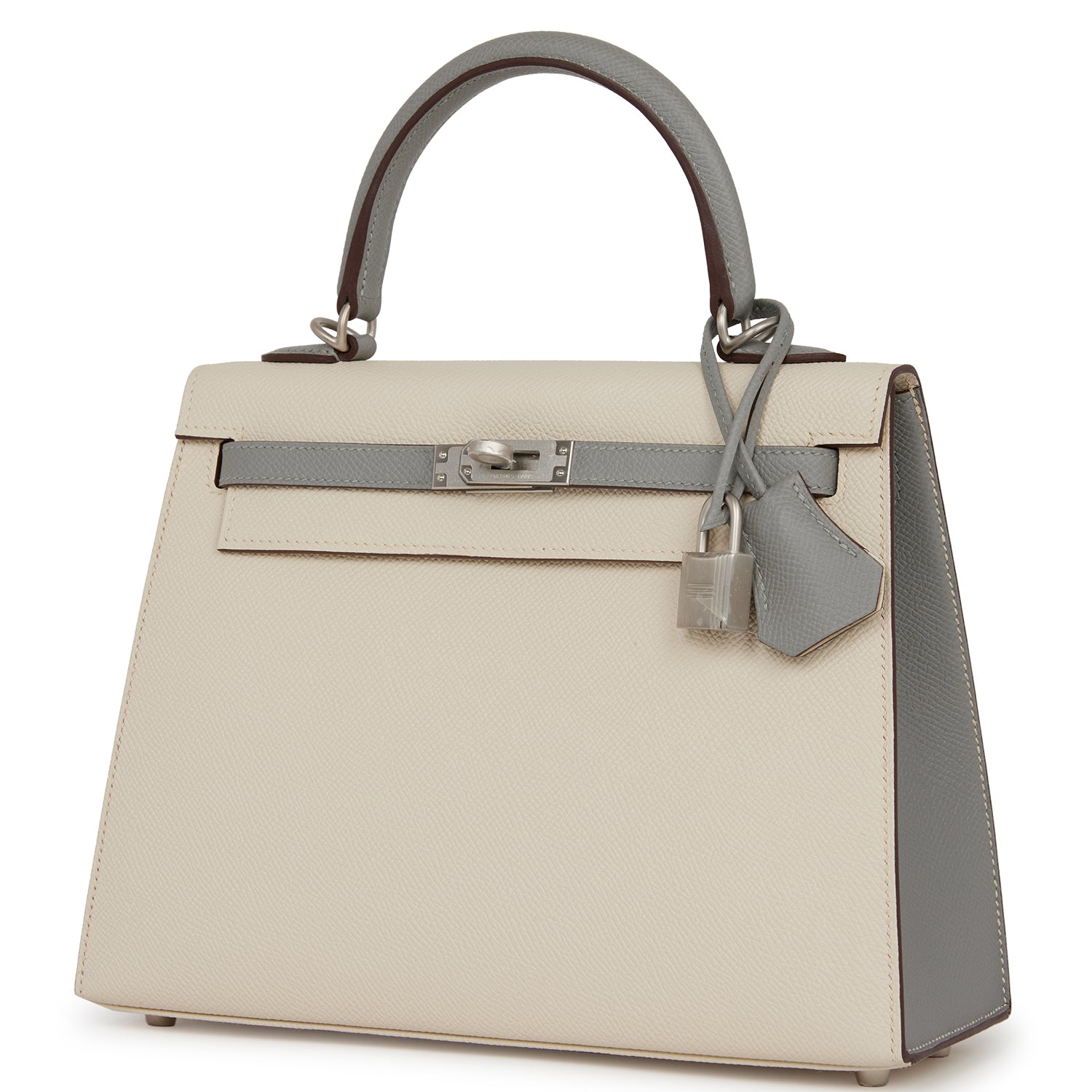 Hermes HSS Kelly 25 Craie/Gris Mouette Epsom Brushed Palladium Hardware