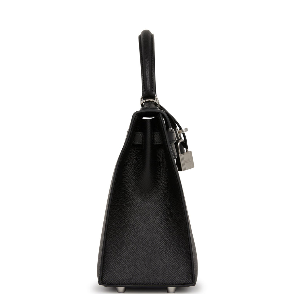 Hermès Kelly 25 Noir (Black) Sellier Box Palladium Hardware PHW