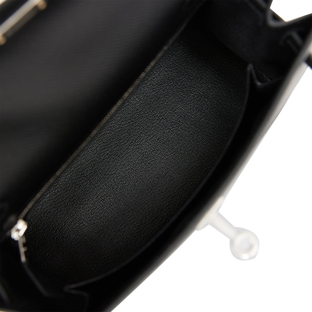 Hermès Kelly 25 Noir (Black) Sellier Varanus Niloticus Palladium Hardware  PHW