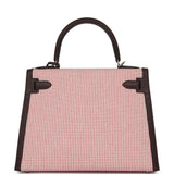 Hermes Quadrille Kelly Sellier 28 Rouge Sellier Toile and Swift Palladium Hardware
