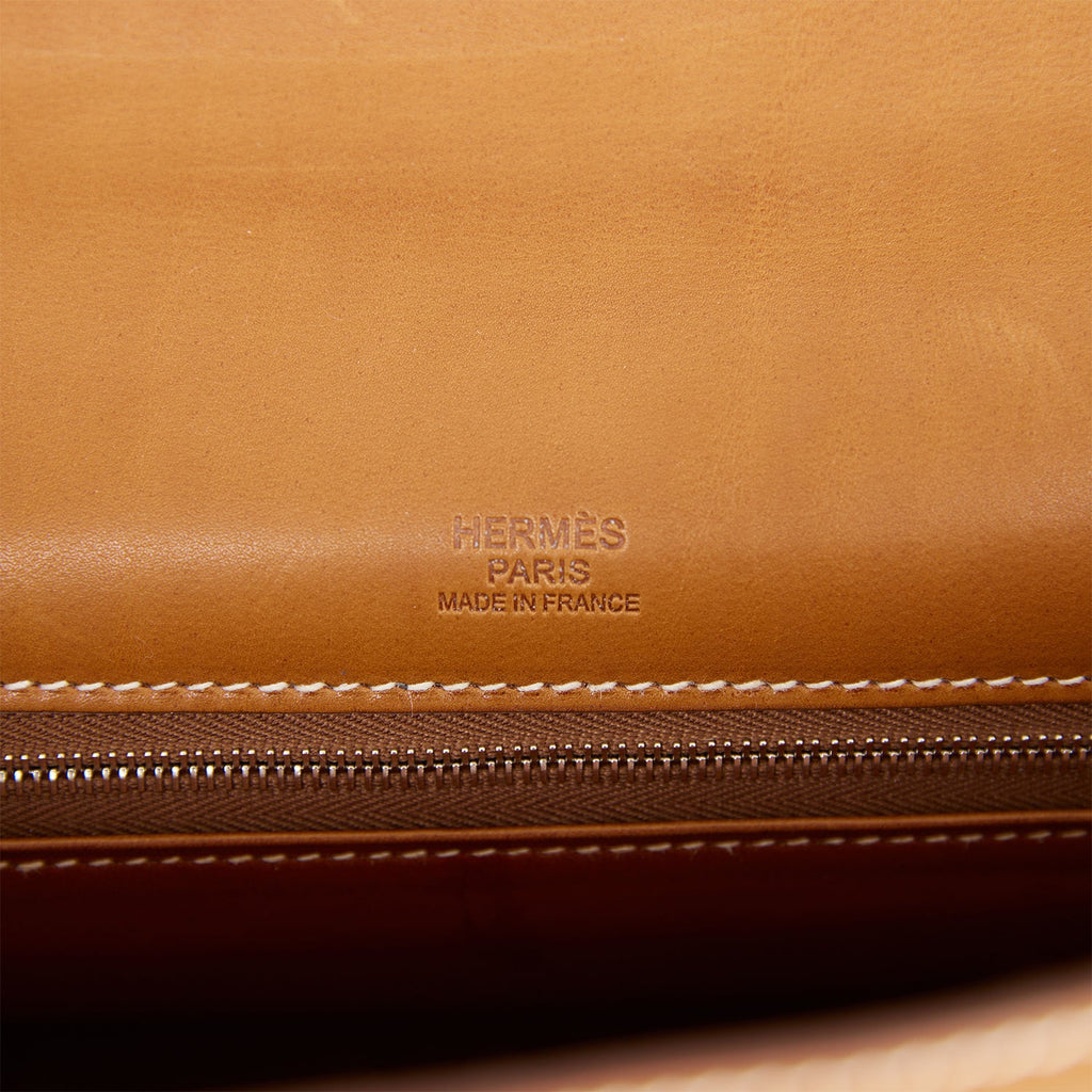 Hermes Fauve Barenia Leather Palladium Plated Kelly Retourne 32
