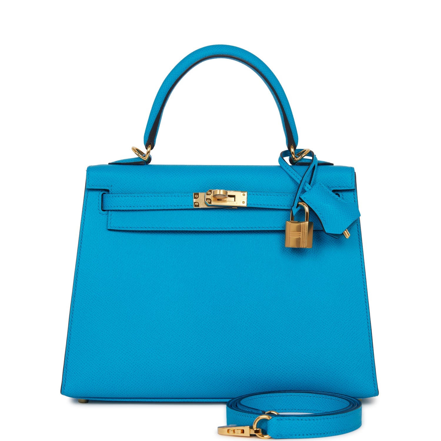 Hermes Kelly Sellier 25 Bleu Frida Epsom Gold Hardware – Madison Avenue ...