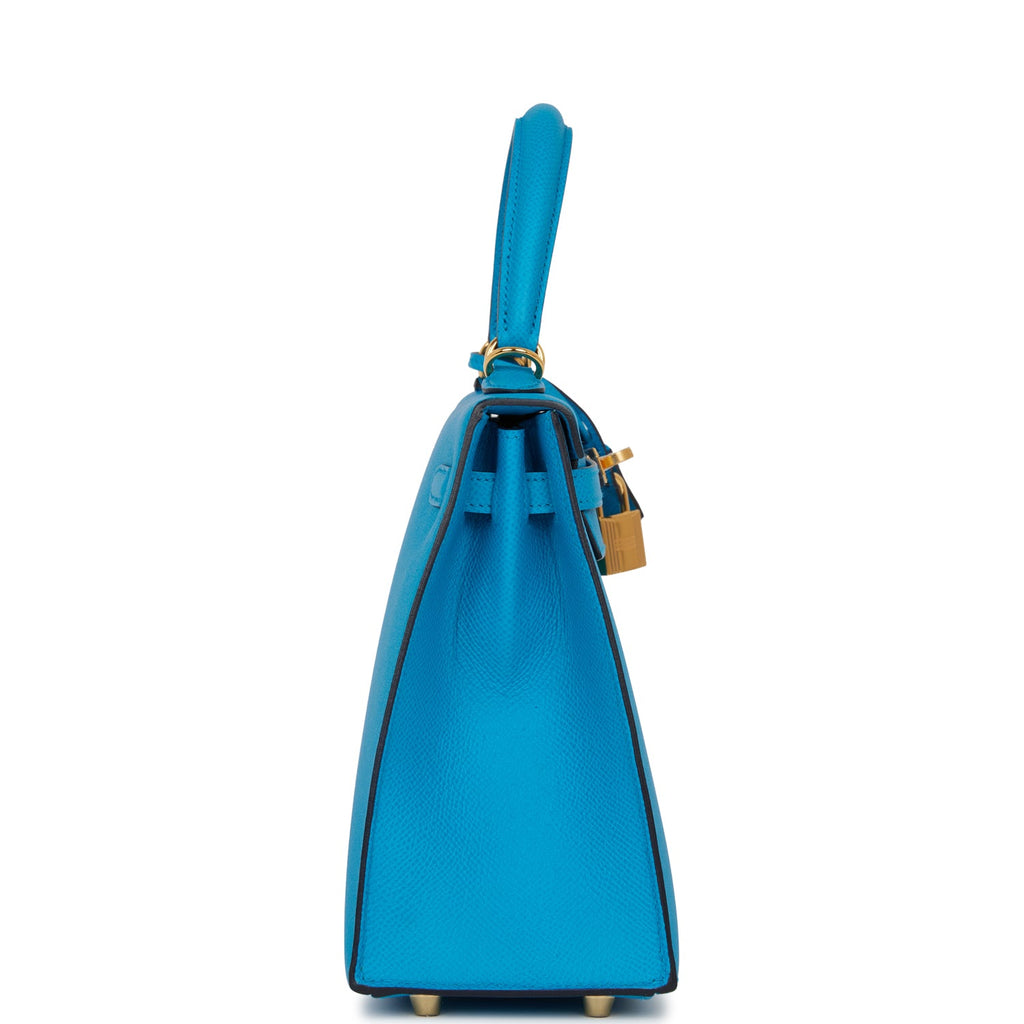 Hermes Kelly 25 Sellier Bleu Frida Epsom Gold Hardware - Vendome