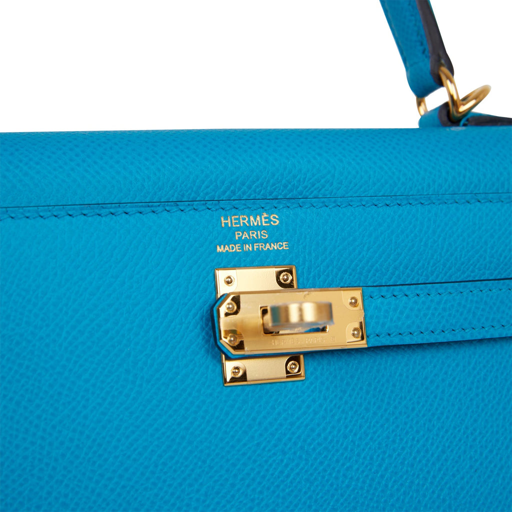 Hermes Kelly 25 Sellier Bleu Frida Epsom Gold Hardware - Vendome Monte Carlo