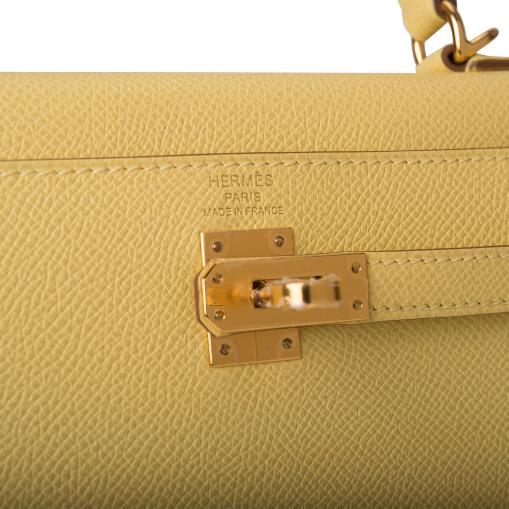 Hermes Kelly 25 Bag Jaune Poussin Epsom Gold Hardware – Mightychic