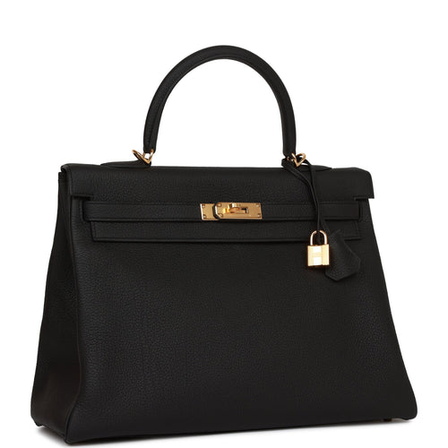 Hermes Kelly Retourne 35 Black Togo Gold Hardware