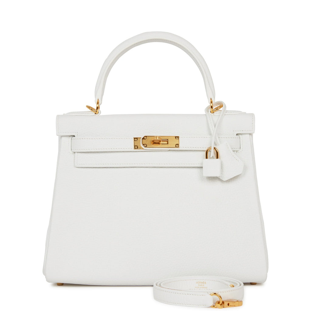 Hermes Kelly Retourne 28 White Evercolor Palladium Hardware – Madison  Avenue Couture