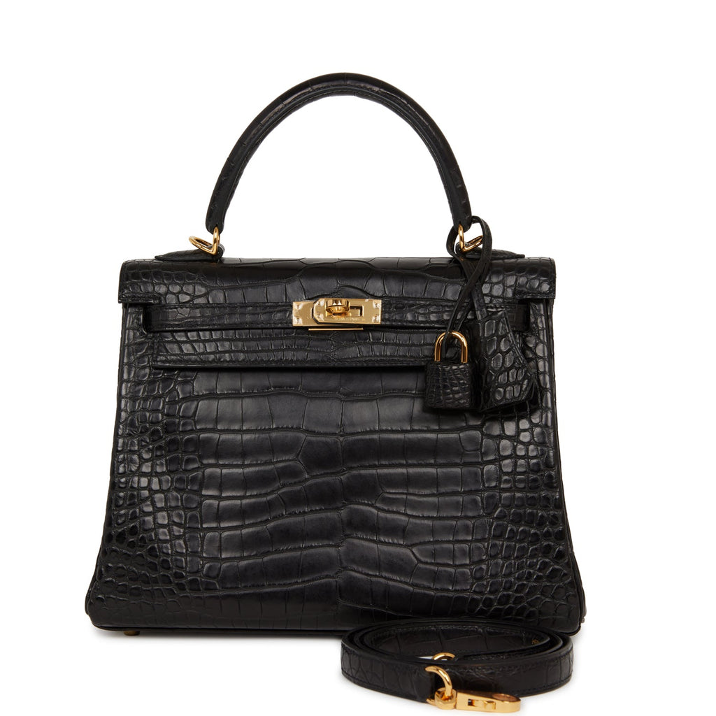 Hermès Kelly 25 Black Madame Leather/Alligator PHW - Kaialux