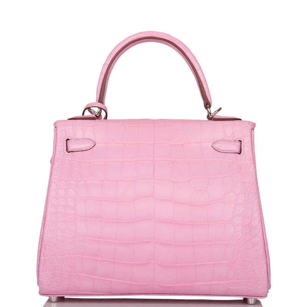 Hermes Kelly 20 Mini Sellier Bag 5P Pink Matte Alligator Palladium