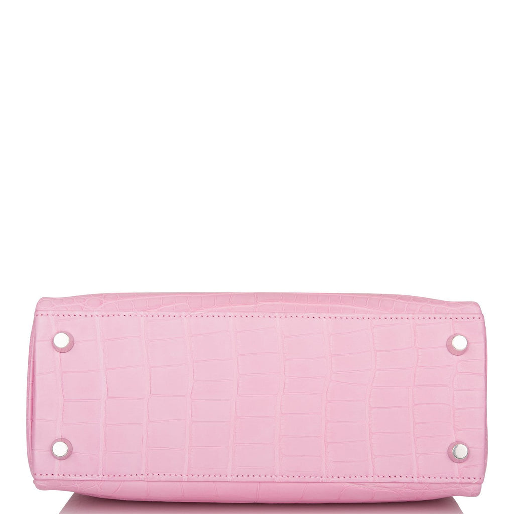 Hermès Mini Kelly II Rose Bubblegum Alligator Matte Palladium