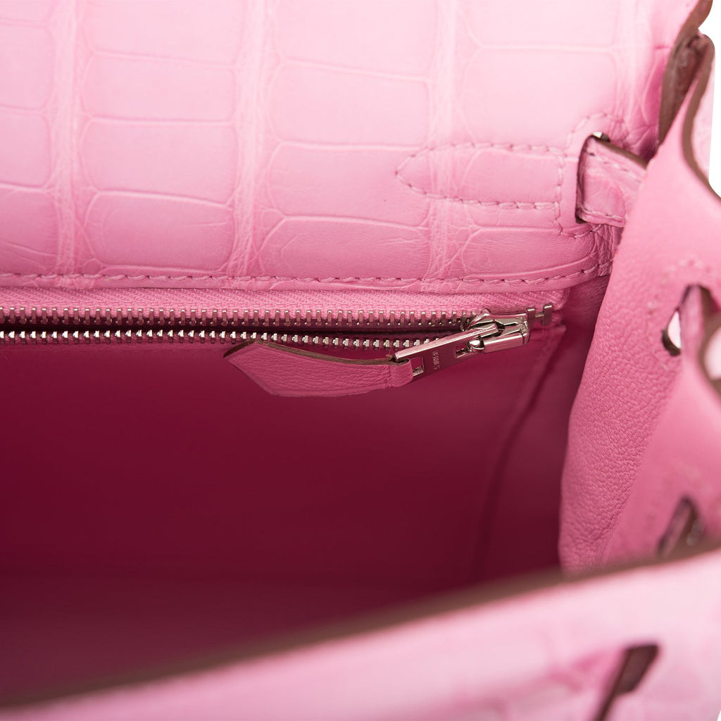 Hermes 5P Bubblegum Pink Crocodile Alligator Kelly 25 Handbag Bag