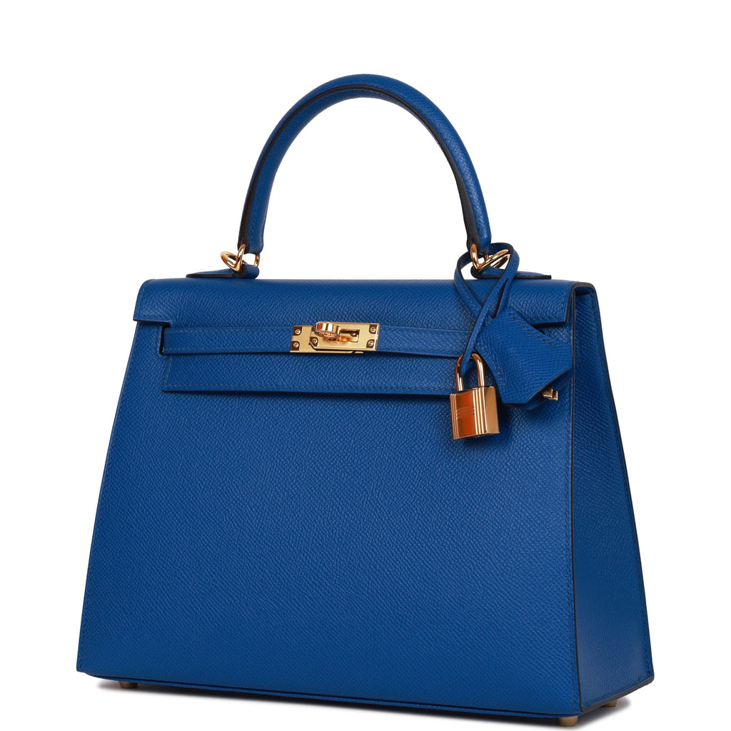 Hermes Kelly Sellier 25 Bleu France Epsom Gold Hardware – Madison Avenue  Couture