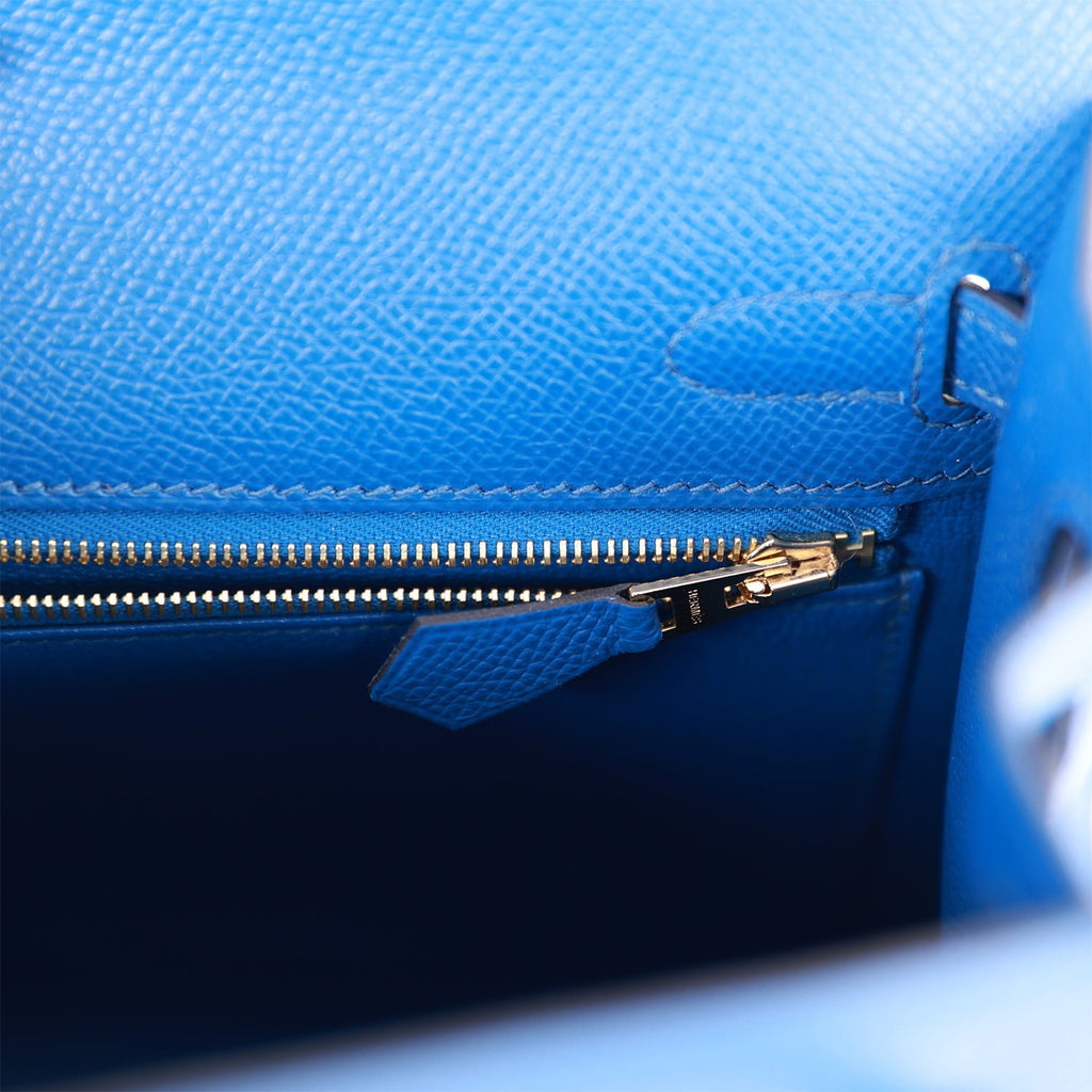 Hermès Kelly 32 Bleu Saphir Sellier Epsom Gold Hardware GHW — The French  Hunter