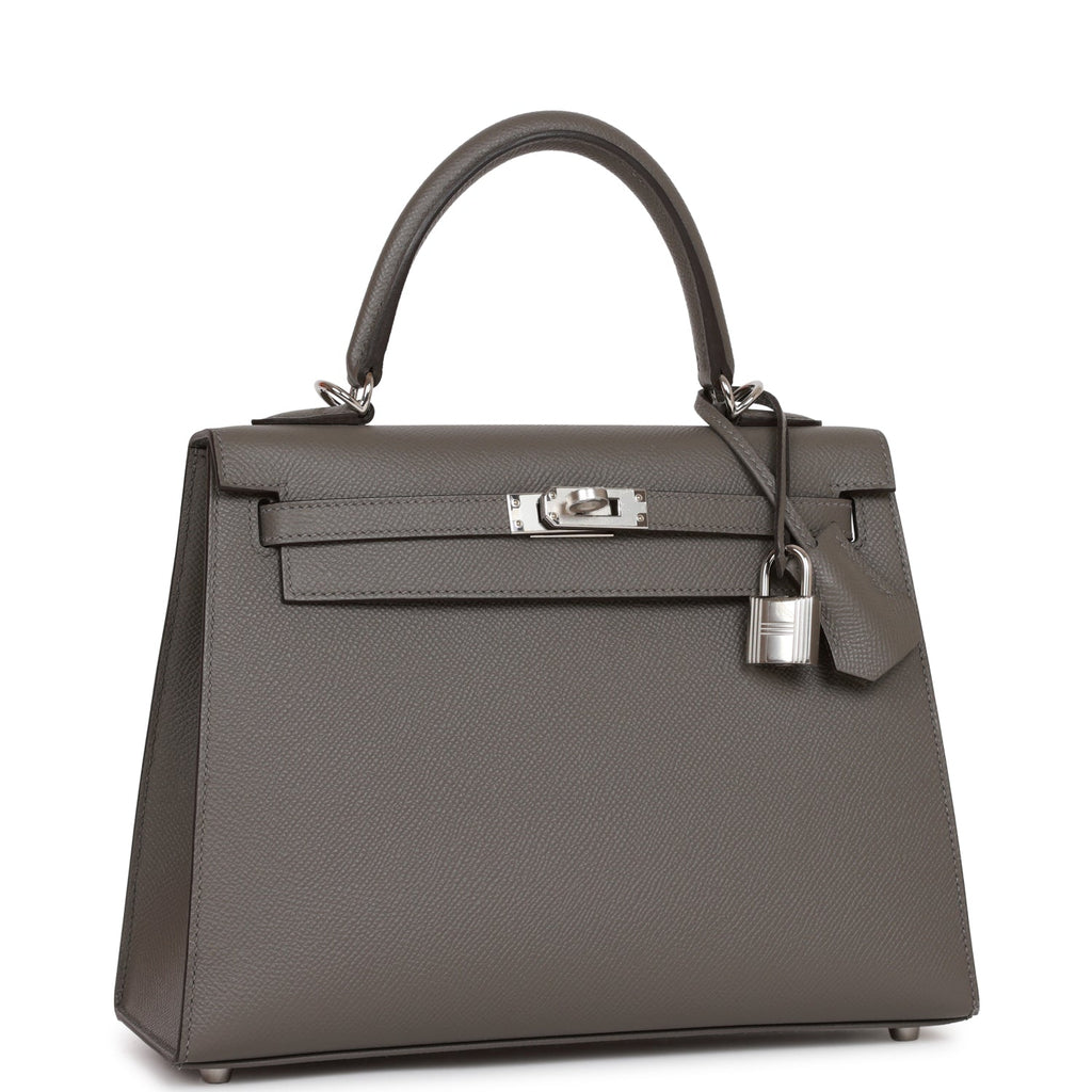 Sold at Auction: HERMÈS, Hermes A Gris Meyer Epsom Leather Sellier Kelly 25  with Gold Hardware