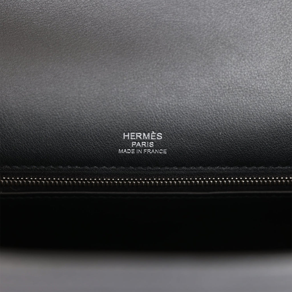 Hermes Quadrille Kelly Sellier 28 Black Toile and Swift Palladium Hardware