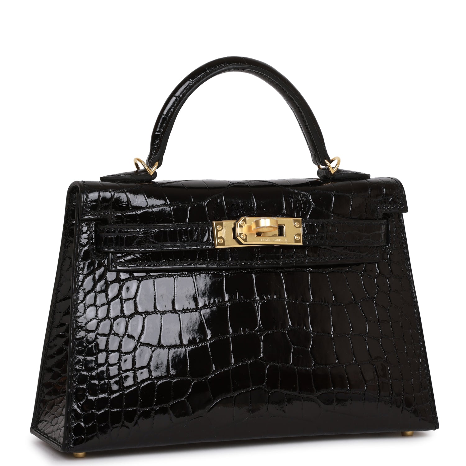 Hermes Kelly Sellier 20 Black Shiny Alligator Gold Hardware – Madison ...