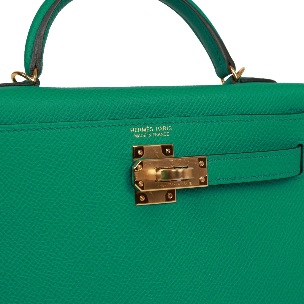 Hermes Kelly Sellier 25 Vert Jade Epsom Gold Hardware – Madison Avenue  Couture