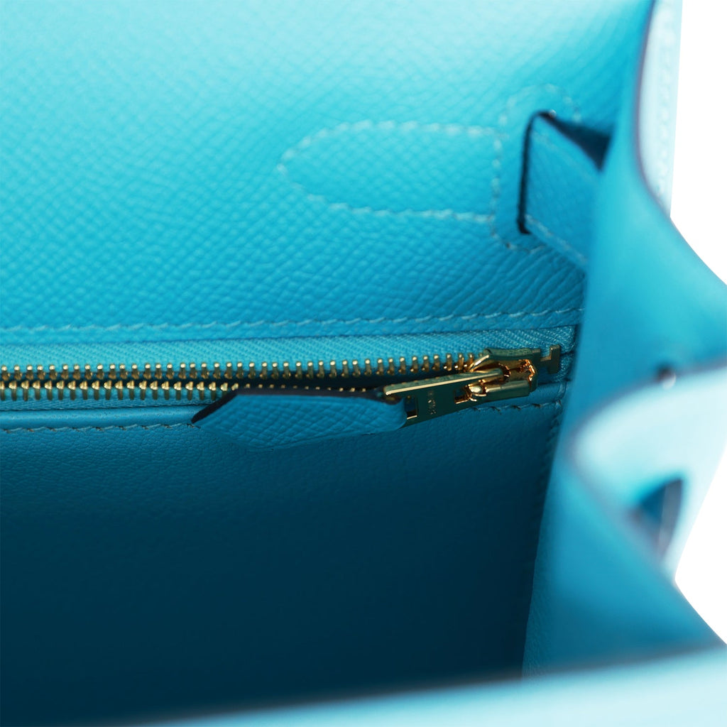 Hermes Kelly 28 Blue de Nord Epsom Sellier Bag Gold Hardware at