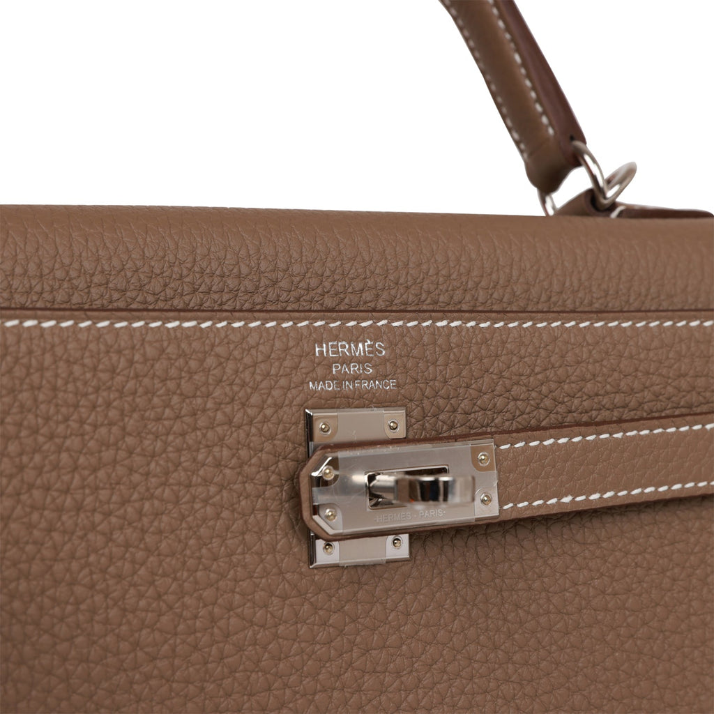 HERMÈS Kelly 25 handbag in Etoupe Togo leather with Palladium  hardware-Ginza Xiaoma – Authentic Hermès Boutique
