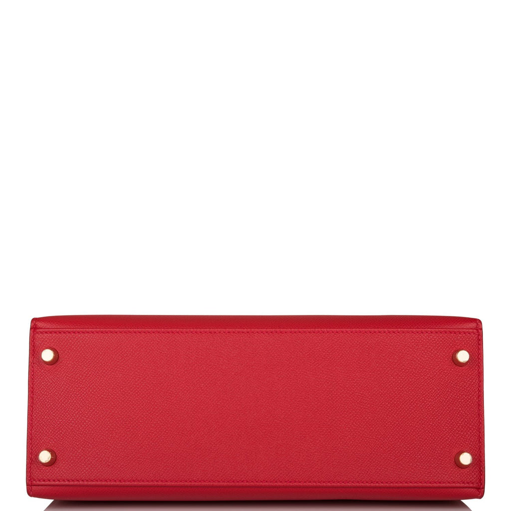 Hermes Kelly Sellier 28 Bag Rouge Venetian Epsom Gold Hardware New For Sale  at 1stDibs