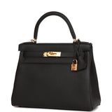 Hermes Kelly Retourne 28 Black Togo Gold Hardware