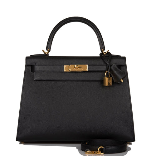 Hermes Black Epsom Sellier Kelly 28cm Gold Hardware