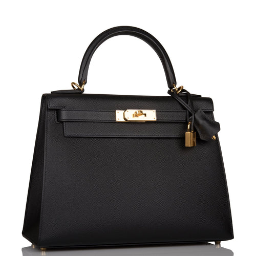 Hermes Black Epsom Sellier Kelly 28cm Gold Hardware