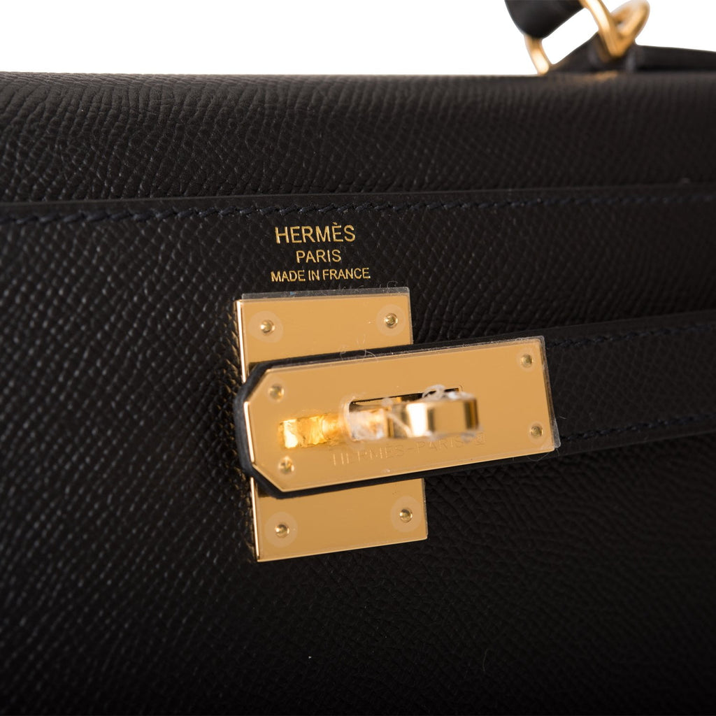 Hermes Black Epsom Sellier Kelly 28cm Gold Hardware
