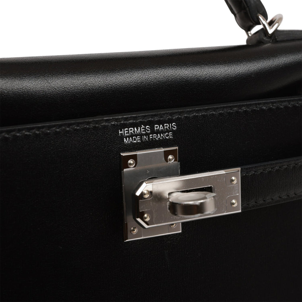 Hermès Kelly 25 Noir (Black) Sellier Box Palladium Hardware PHW — The  French Hunter