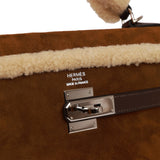 Hermès: An Ebene Barenia, Gold Veau Doblis And Shearling Teddy Kelly 35 Limited  Edition 200 Auction