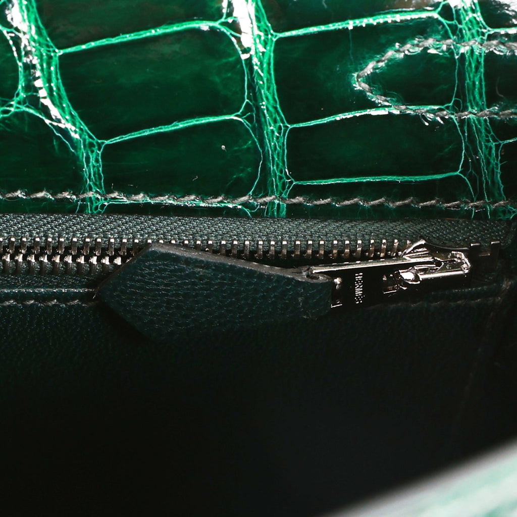 Hermes Kelly Sellier 25 Vert Jade Shiny Crocodile Alligator Handbag -  MAISON de LUXE