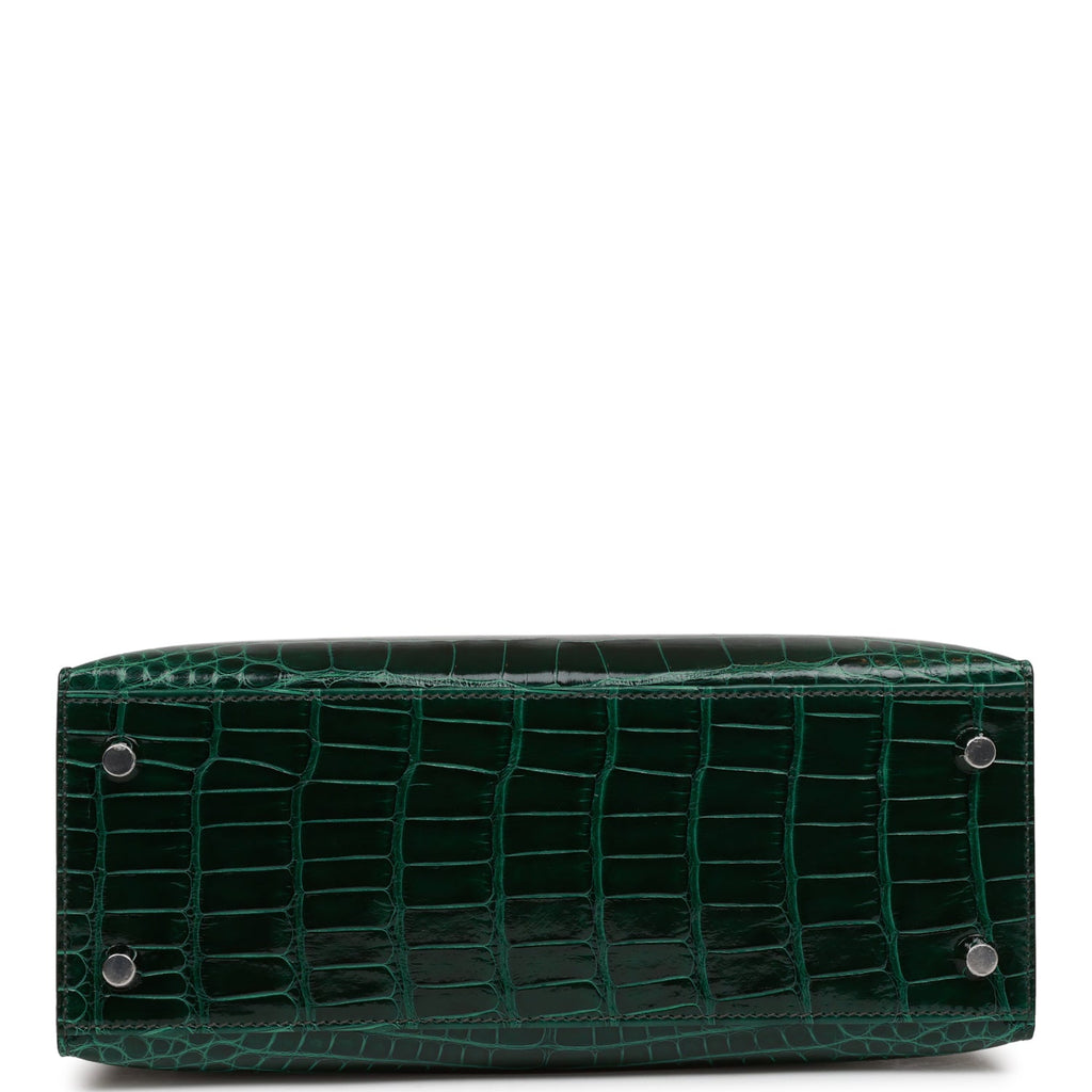 Hermès Kelly 25 Vert Cyprès Sellier Alligator Mississippi Lisse Palladium  Hardware PHW