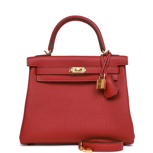 Hermes Kelly Retourne 25 Rouge Grenat Togo Gold Hardware