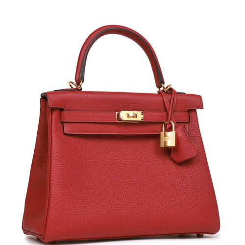 Hermes Kelly Retourne 25 Rouge Grenat Togo Gold Hardware