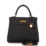 Hermes Black Togo Retourne Kelly 25cm Gold Hardware