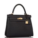 Hermes Black Togo Retourne Kelly 25cm Gold Hardware