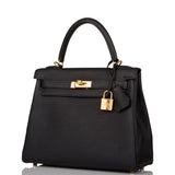 Hermes Black Togo Retourne Kelly 25cm Gold Hardware