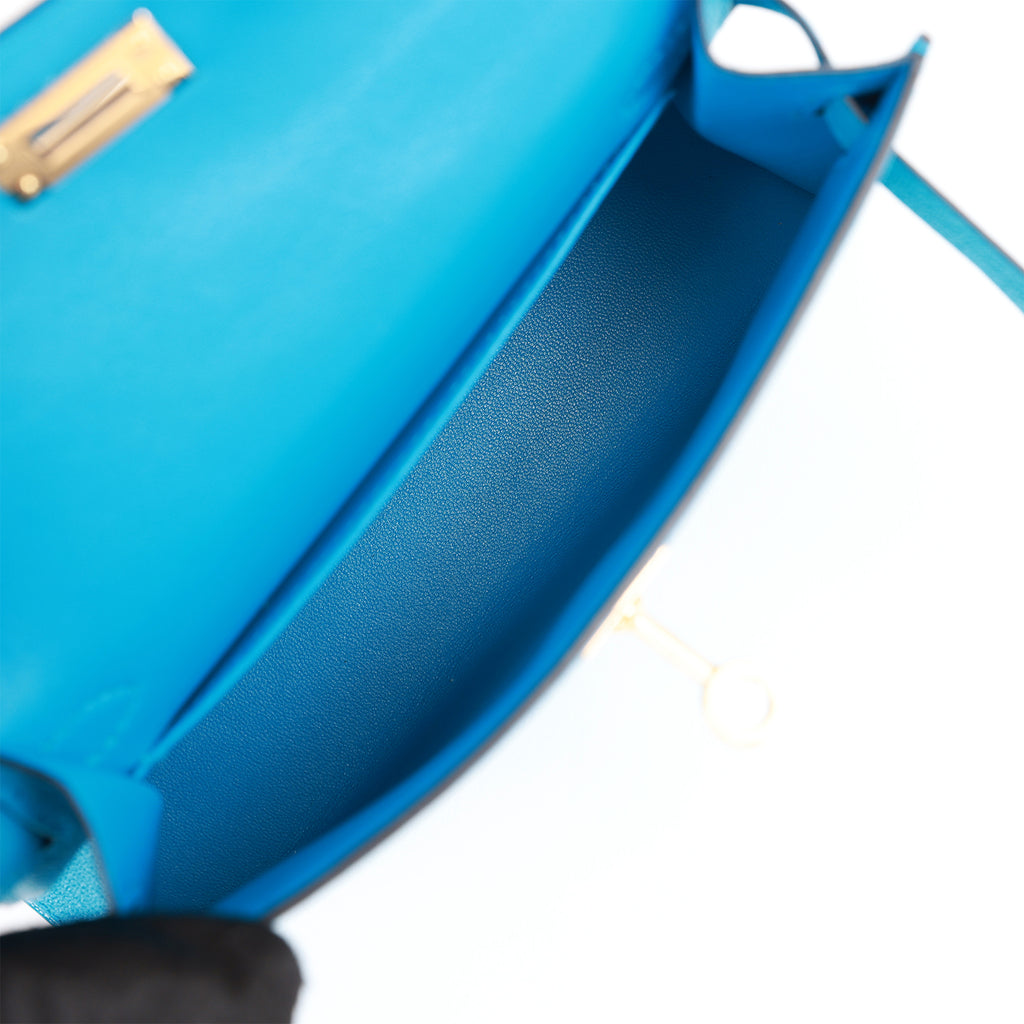 Hermes Kelly Sellier 20 Bleu Frida Chevre Gold Hardware – Madison ...