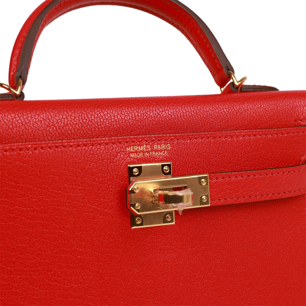 Hermes Kelly Sellier 20 Mini Rouge de Coeur Bag Chevre Leather