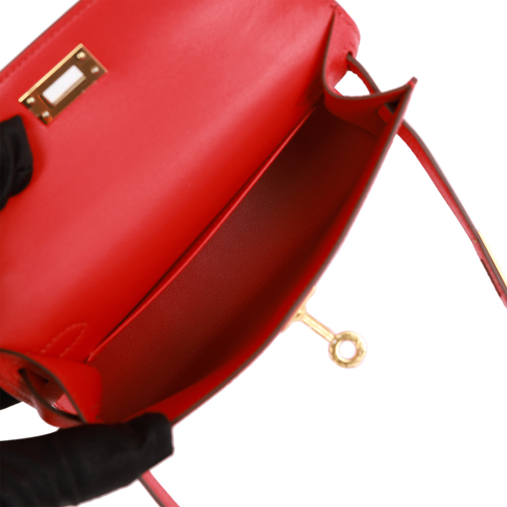 Hermes Kelly Sellier 20 Mini Rouge de Coeur Bag Gold Hardware Leather For  Sale at 1stDibs