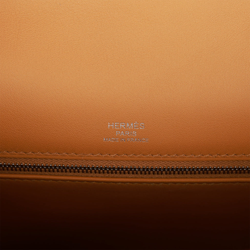 Hermès Kelly Sellier 25 Sesame Toile and Swift Leather Quadrille