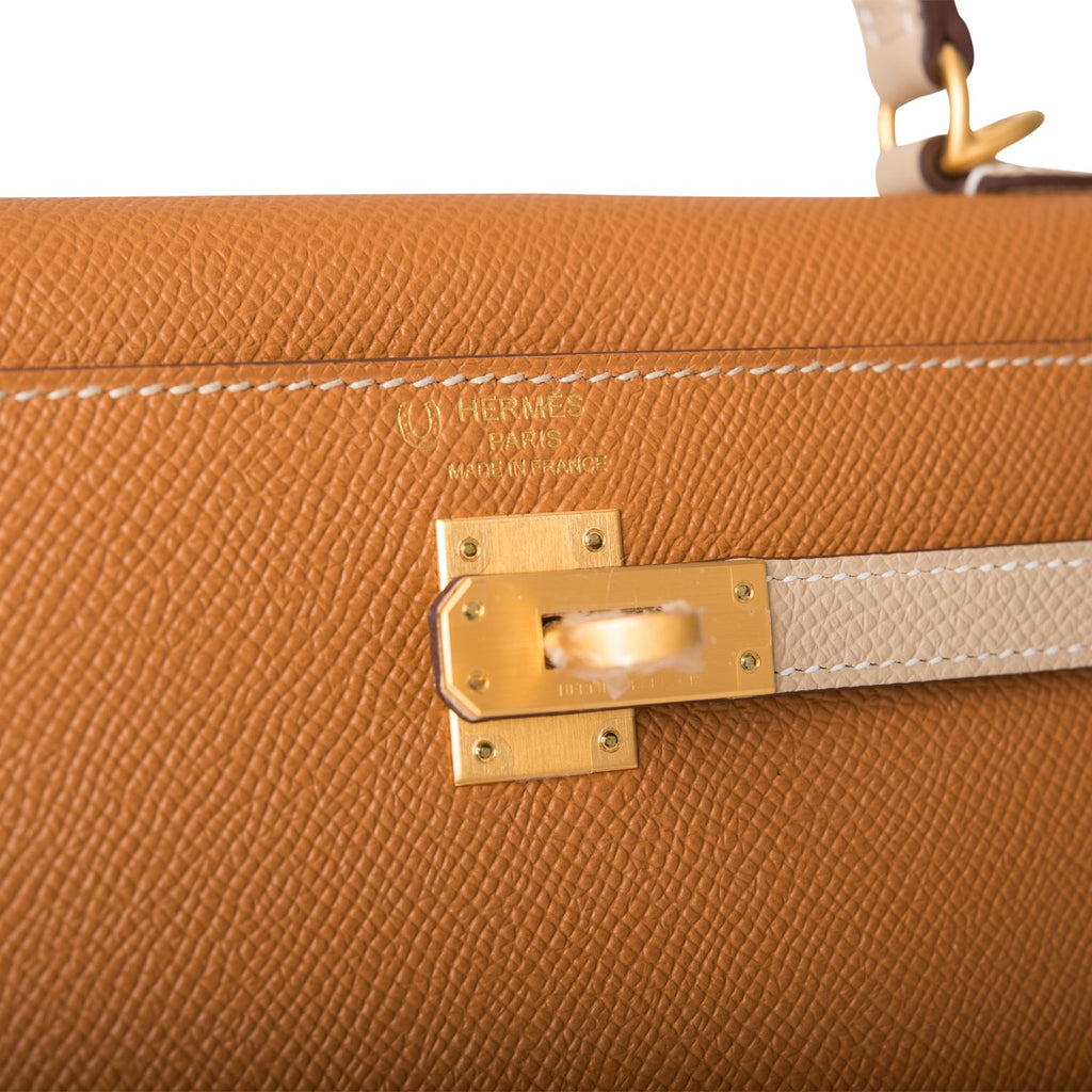 Hermes Gris Asphalte Epsom Sellier Gold Hardware C Stamp Kelly 25cm Bag at  1stDibs