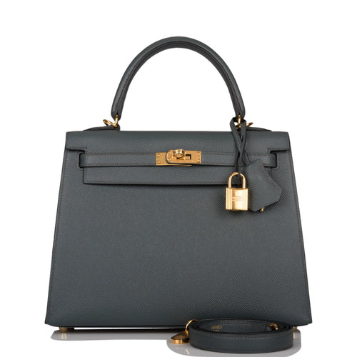 Hermes Sellier Kelly 25 Bleu Orage Epsom Gold Hardware