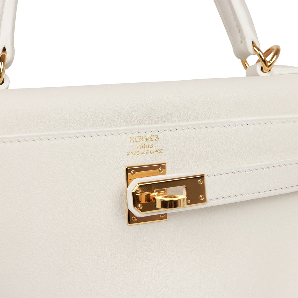 Hermès Kelly 25 Blanc (White) Swift Gold Hardware GHW