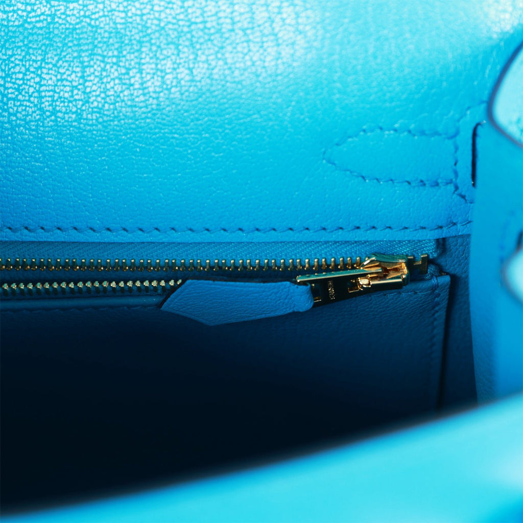 Hermes Blue Paon Chevre de Coromandel Leather Palladium Hardware Kelly  Sellier 25 Bag Hermes