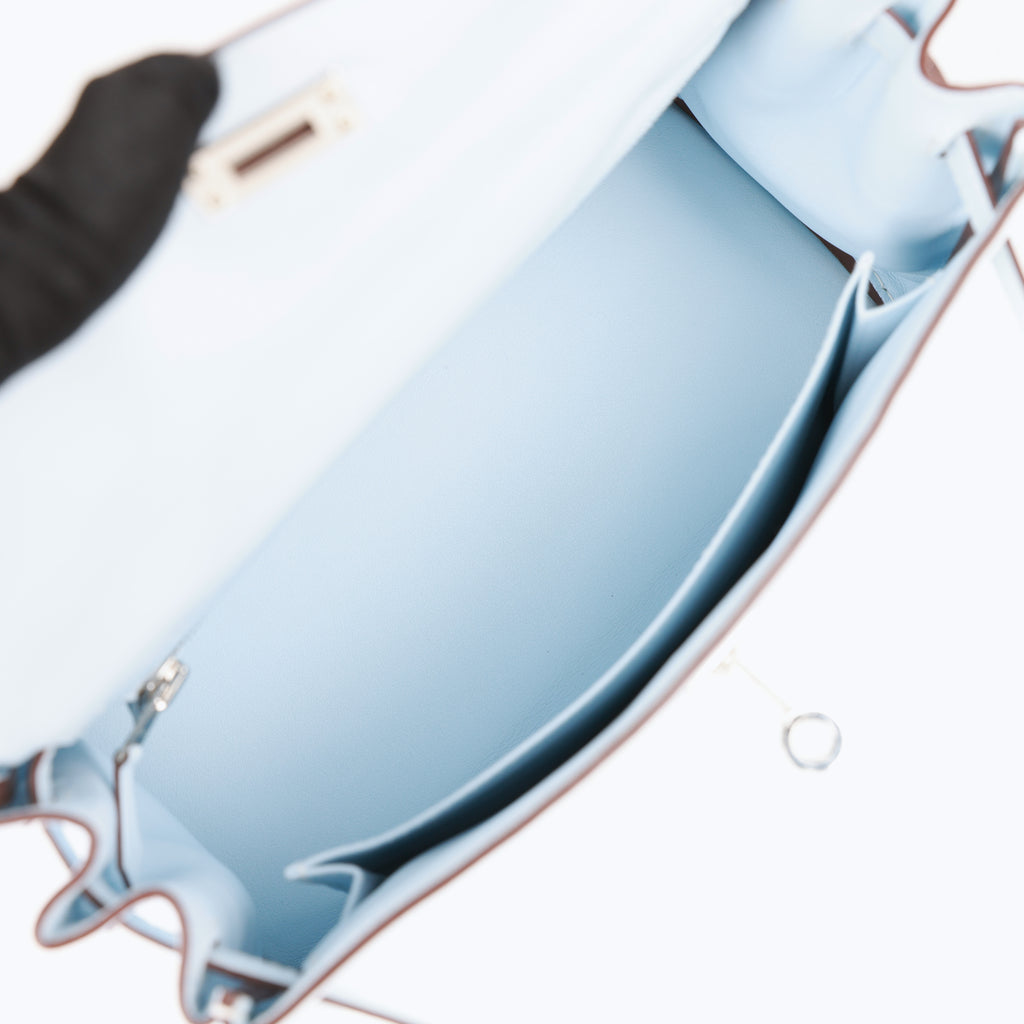 Hermès Kelly Depeches 25 Bleu Saphir Palladium Hardware – The
