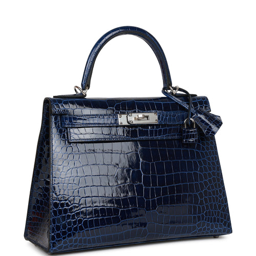 Hermes Hermès Kelly 25 Blue Leather Handbag ()
