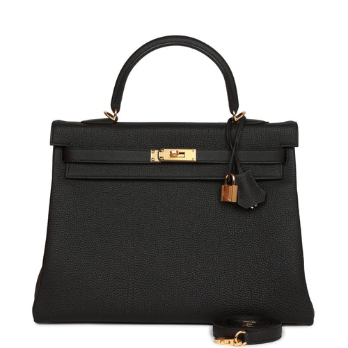 Hermes Kelly Retourne 35 Black Togo Gold Hardware